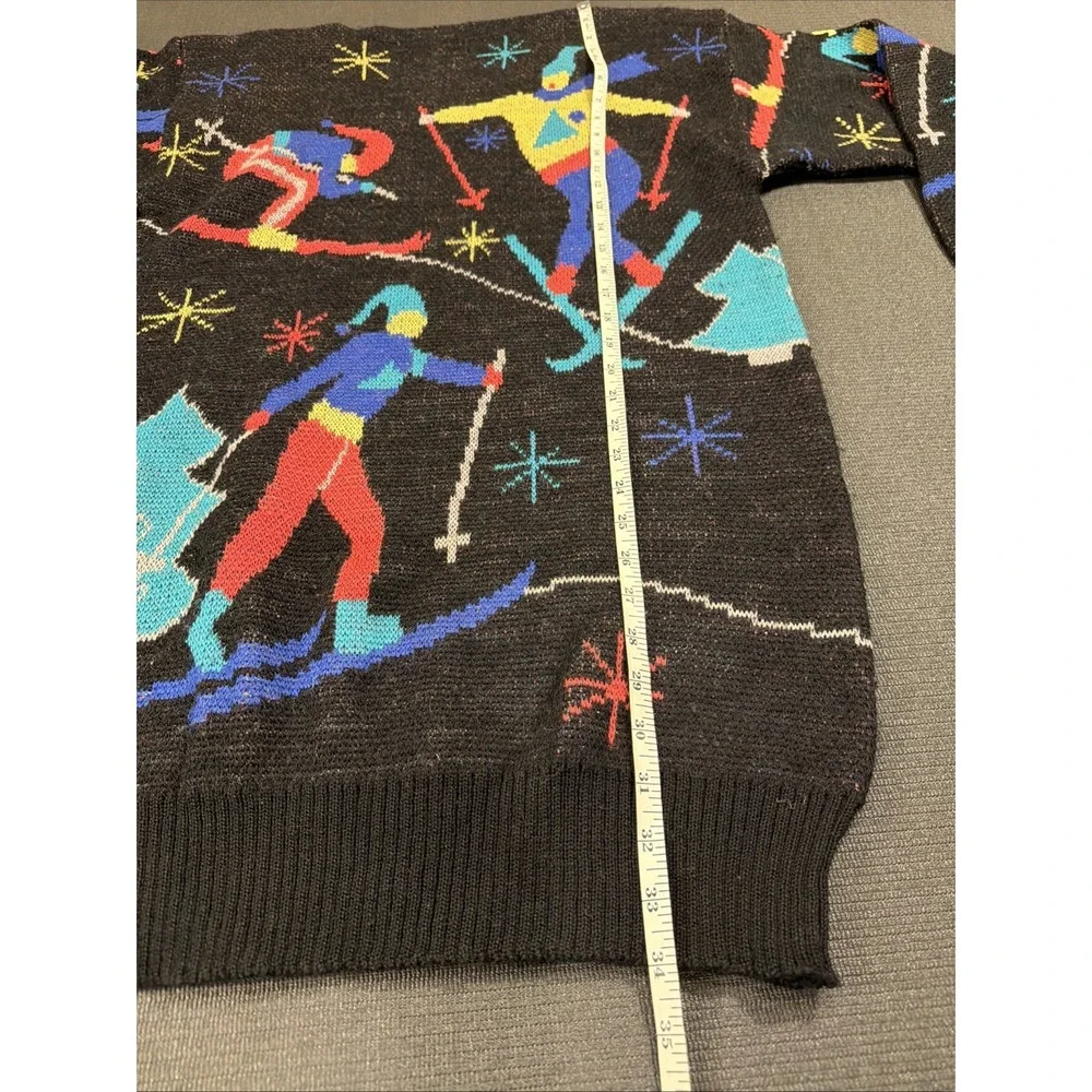 Rare Demetre Vintage 100%‎ Wool Ski Apres Sweater Dress Large All Over Design